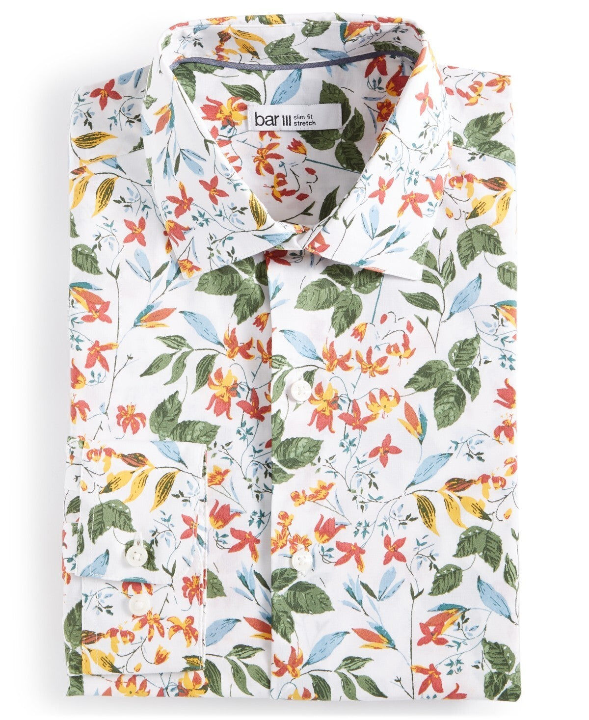 Bar III Slim-Fit Bold Ivy Dress Shirt White Size 15/15.5 (M) MSRP $70