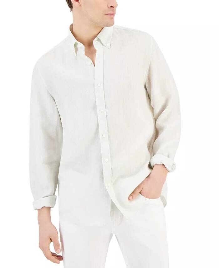 MICHAEL KORS Men's Long Sleeve Linen Shirt White Size XL MSRP $98