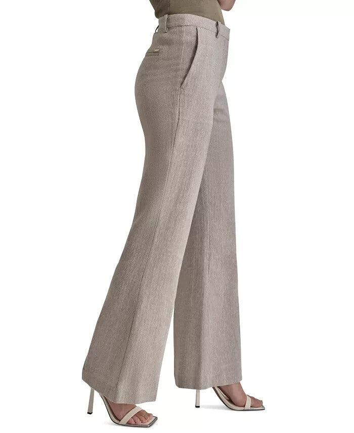 DKNY Womens High-Rise Slim-Fit PANTS Boo LIGHT Fatigw BROWN Size 14 MSRP $99