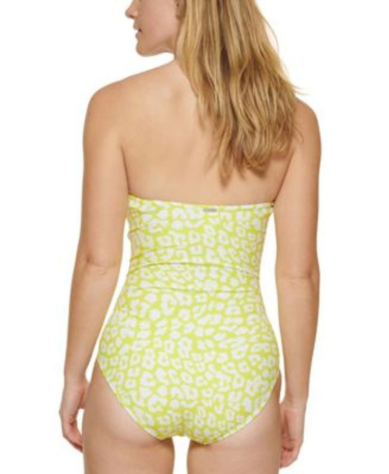 Calvin Klein LIGHT YELLOW LEOPARD Tummy-Control One-Piece Swimsuit, US Size 18