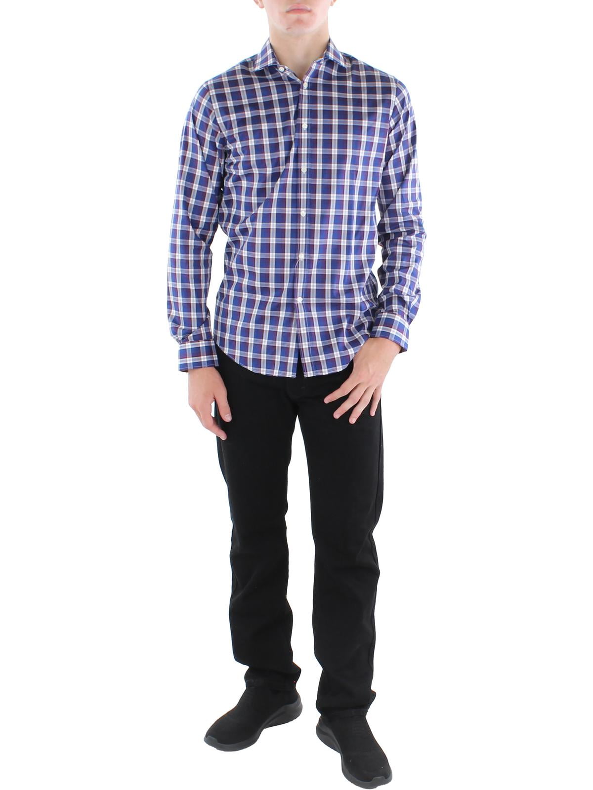 Tommy Hilfiger Men's Flex Cool Athletic Fit Dress Shirt Burgundy Navy 17.5 36 37