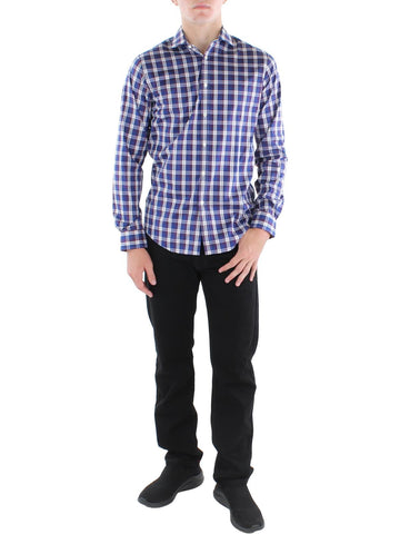 Tommy Hilfiger Men's Flex Cool Athletic Fit Dress Shirt Burgundy Navy 17.5 36 37