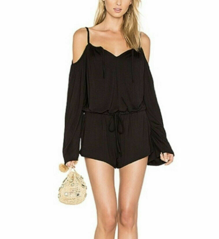 Chaser Cold Shoulder Long Sleeve Romper Black Size S
