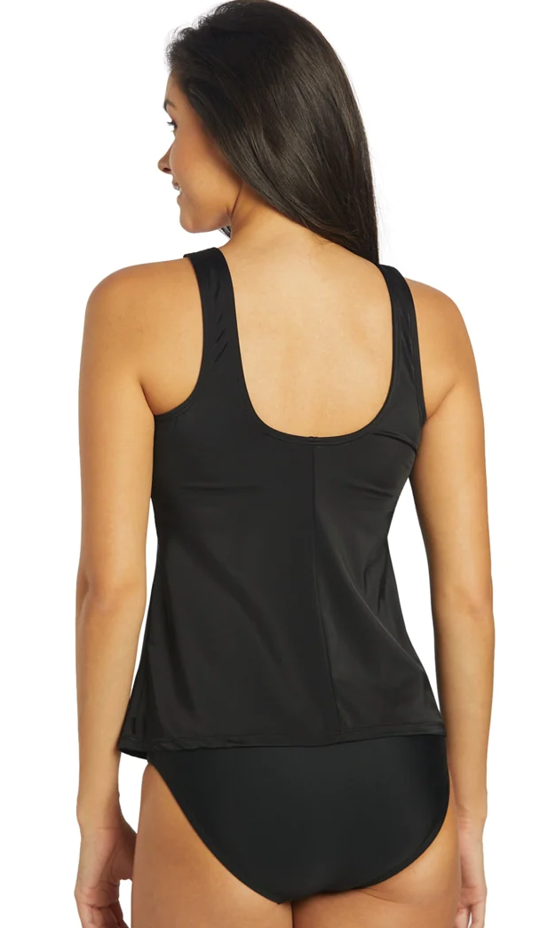 Reebok MULTI Glowing Strong High-Neck Tankini Swim Top, Pink Blue US Size 10