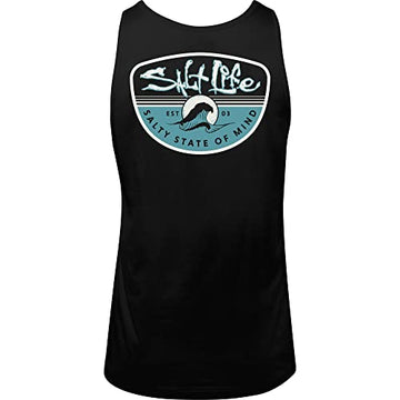 Salt Life Morning Wave Tank Top Sleeveless Classic Fit Shirt, Black, Size S