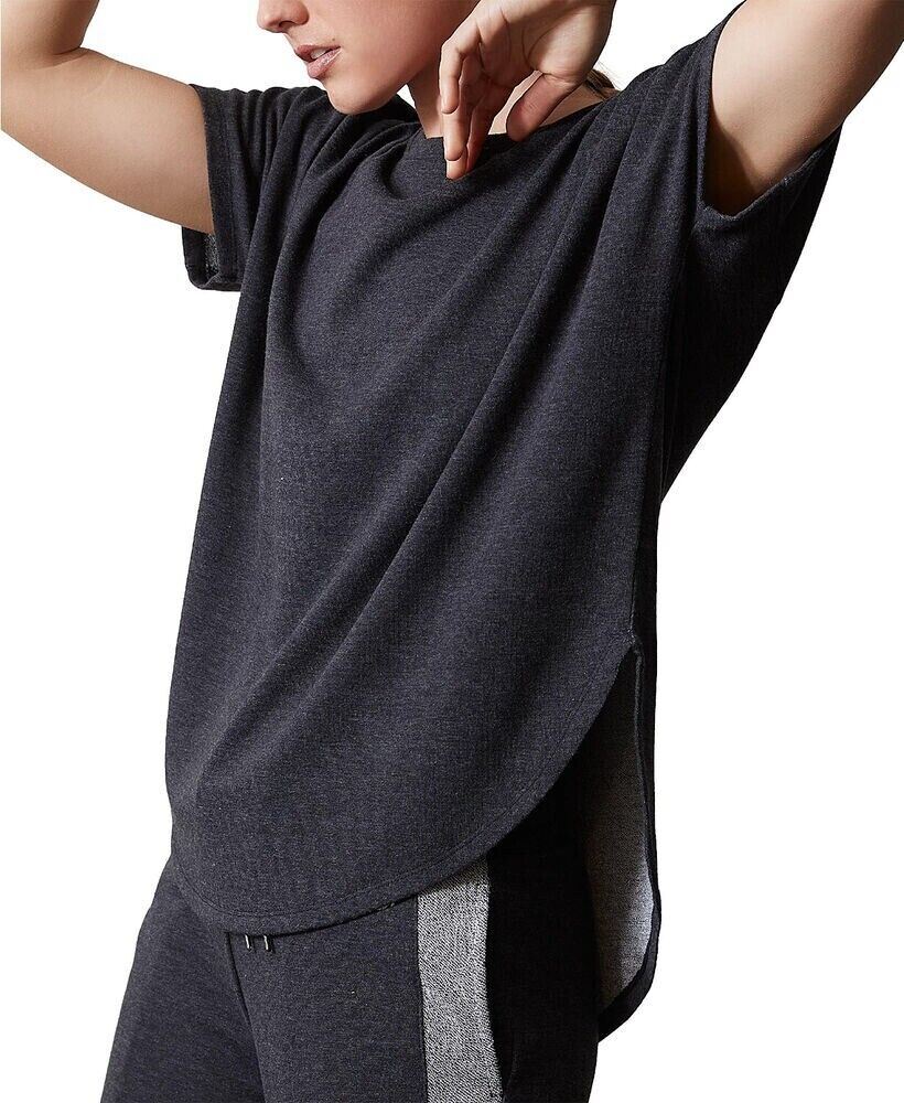 Josie Natori Womens French Terry Split-Back Top charcoal gray Size XS MSRP $52