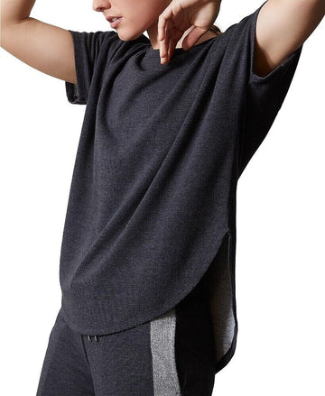 Josie Natori Womens French Terry Split-Back Top charcoal gray Size XS MSRP $52