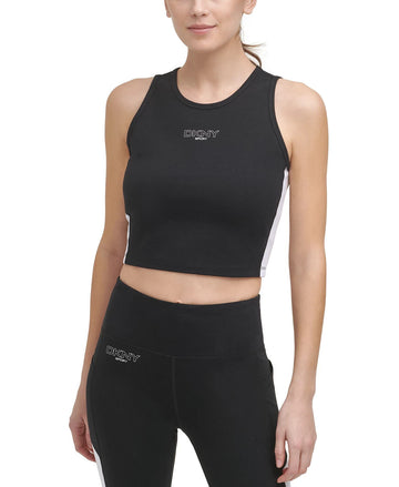 DKNY Women's Sport Colorblock Crop Tank, Size XS Black MSRP $45