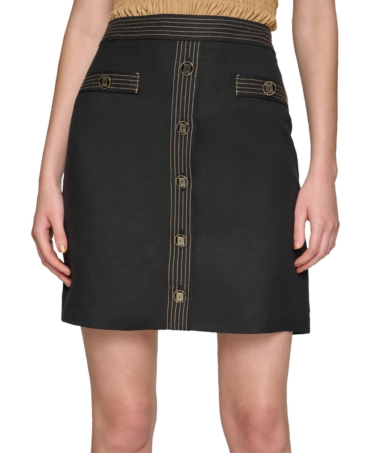 KARL LAGERFELD PARIS BLACK Trapunto-Stitch Mini Skirt SIZE 12 $109