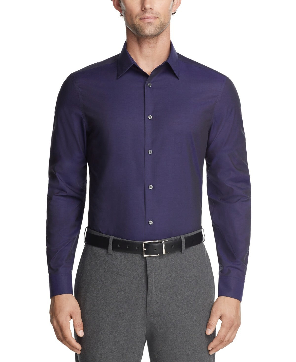 Calvin Klein Steel Slim-Fit Non-Iron Dress Shirt Purple Size 16.5 x 36/37 $85