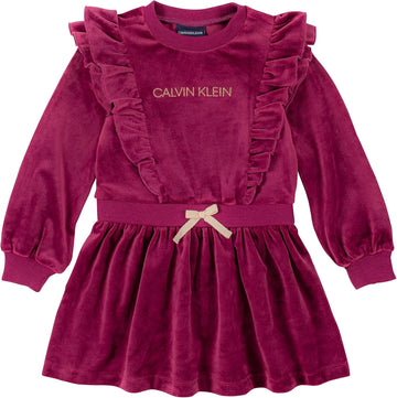 Calvin Klein Baby Girls' Dress, Raspberry Radiance Red, Size 12M