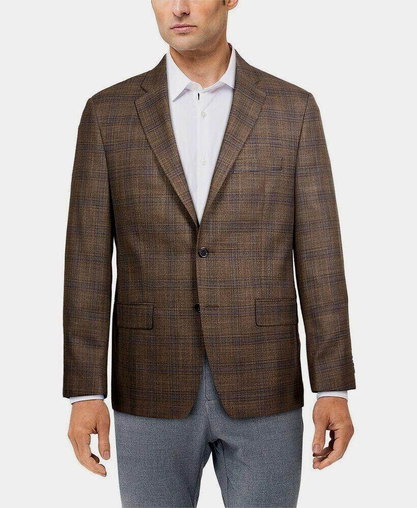 Lauren Ralph Lauren Men's Ultra Flex Plaid Sport Coat Brown Size 44 MSRP $375