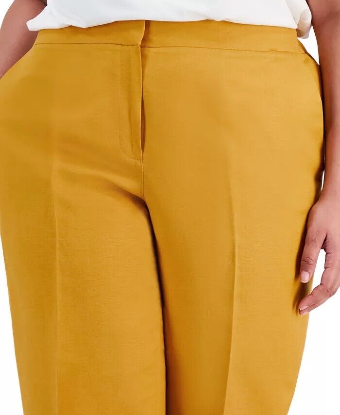 Kasper Mid Rise Straight-Le Butterscotcch DARK YELLOW Plus Size 18W MSRP $89