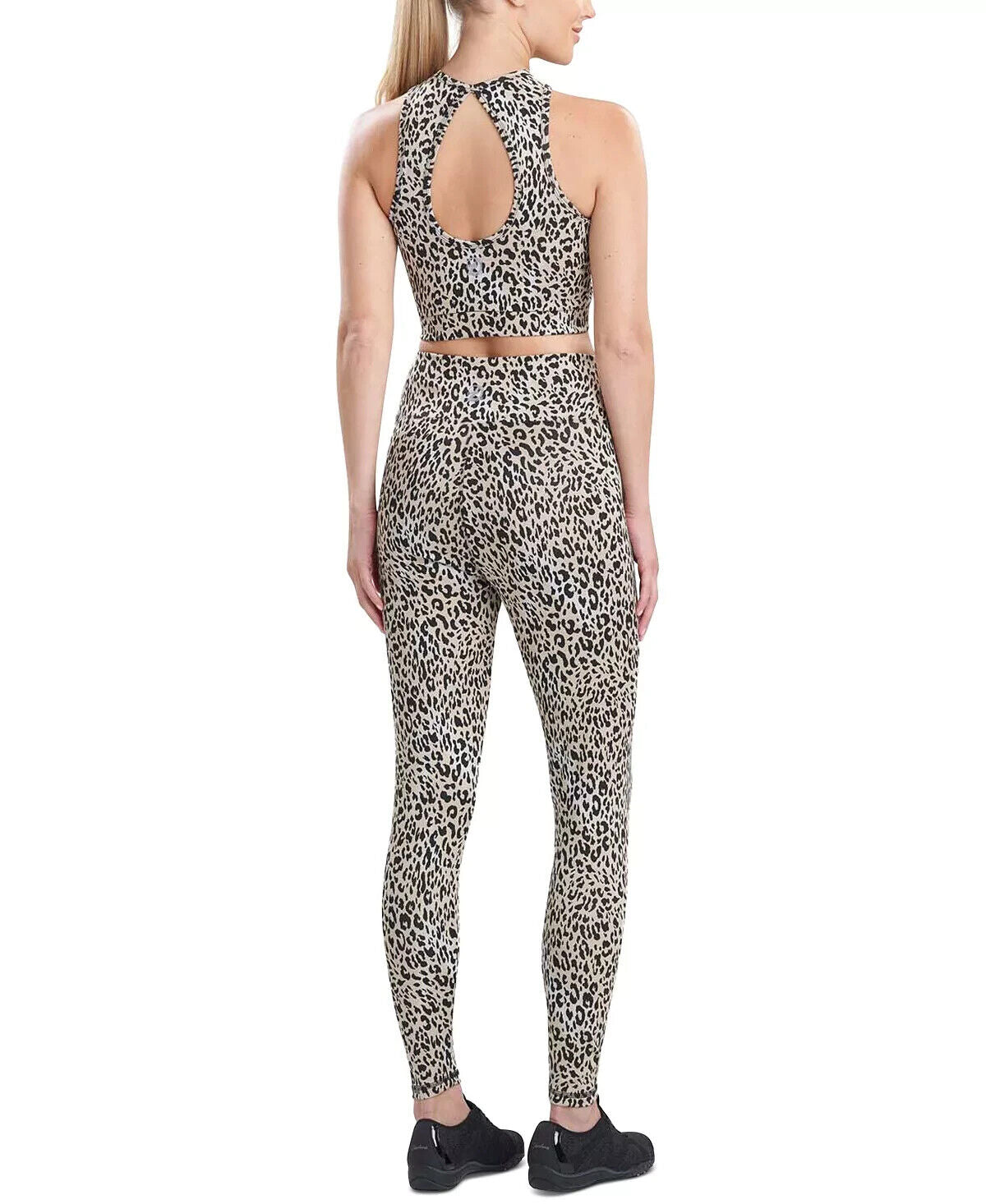 Josie Natori Getaway Animal-Print Cropped Tank Top Black Beige Size XL MSRP $44