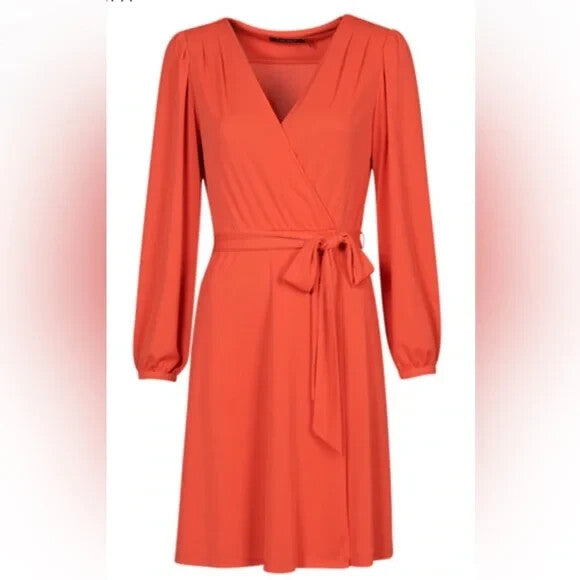 Lauren by Ralph Lauren SHAVILYA-LONG SLEEVE-DAY DRESS Orange Size 4