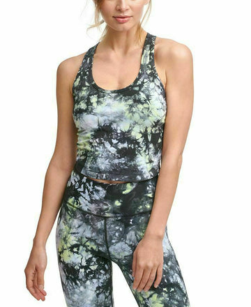 Calvin Klein Performance Cropped Tie-Dyed Top Women black Size L MSRP $50