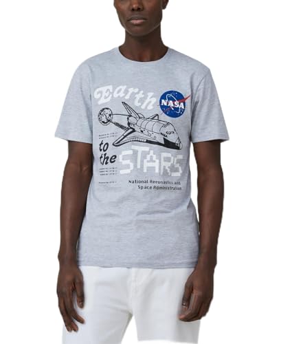 COTTON ON Men's NASA Tbar Crew Neck T Shirt Light Gray Marle Size XXL