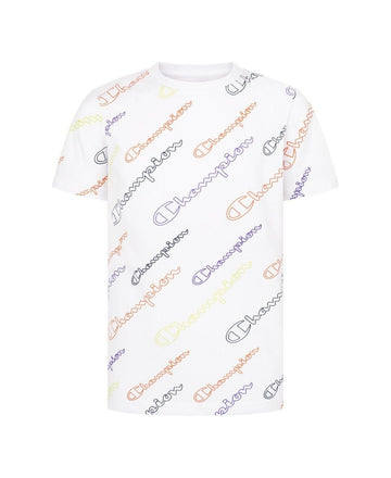 Champion Big Boys Open Diagonal Script T-shirt White Size L