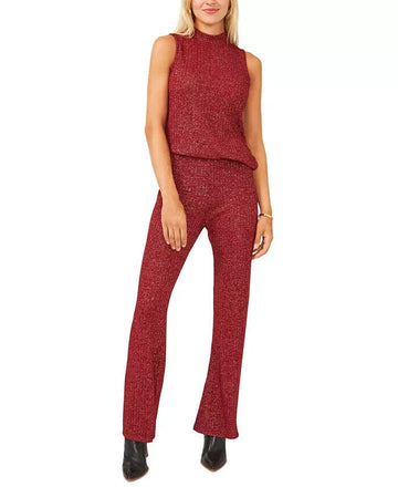 VINCE CAMUTO Ribbed Metallic-Threaded Pants Red Size L MSRP $79