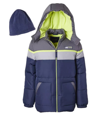 IXTREME Big Boy Puffer Jacket + Fleece Hat Set Blue 2 PCs Size L MSRP $85
