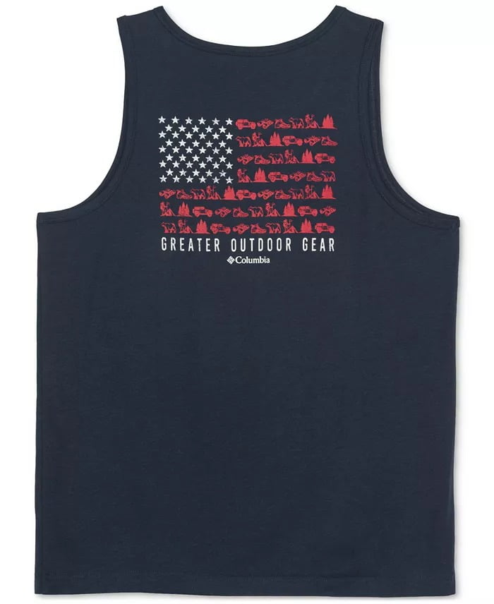 Columbia Mens Regular fit Sleeveless Graphic Tank Top Shirt Small Blue Solid