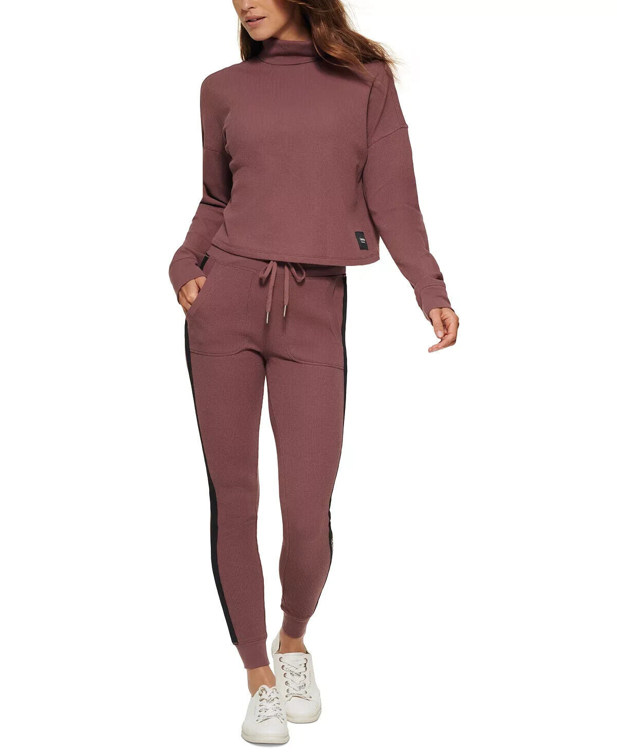 CALVIN KLEIN Women's Logo Thermal High-Waisted Leggings Purple Size L MSRP $60