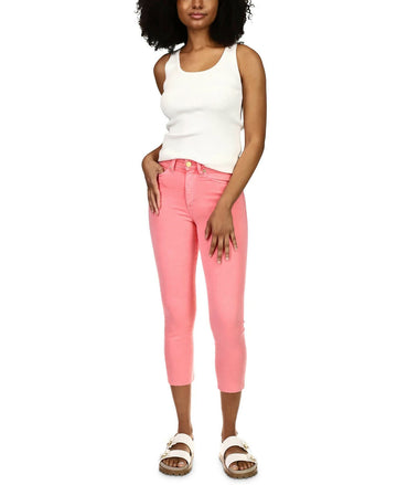 Michael Kors Cropped Denim Jeans Bright Blush Pink Size 10 MSRP $98