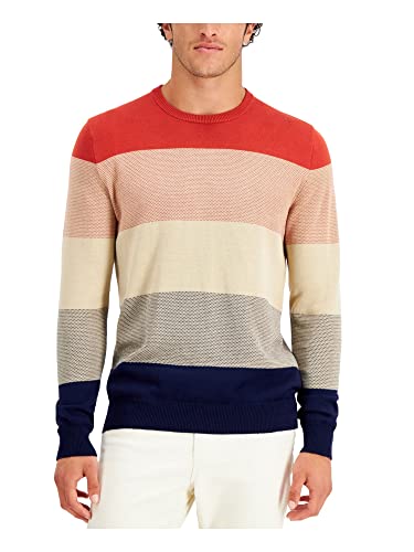 Clubroom Mens Coral Red Ivory Block Crew Neck Pullover Sweater Size XXL