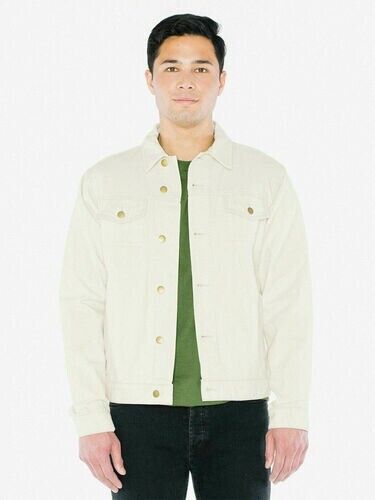 American Apparel Men Denim Jacket #RSAND401W Natural Cream Ivory Size XS