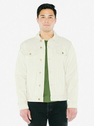 American Apparel Men Denim Jacket #RSAND401W Natural Cream Ivory Size XS