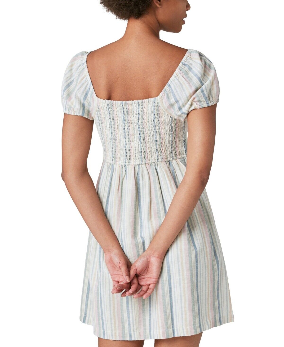 Lucky Brand Women Sweetheart-Neck Babydoll Dress Size L Pastel Pink MSRP $119
