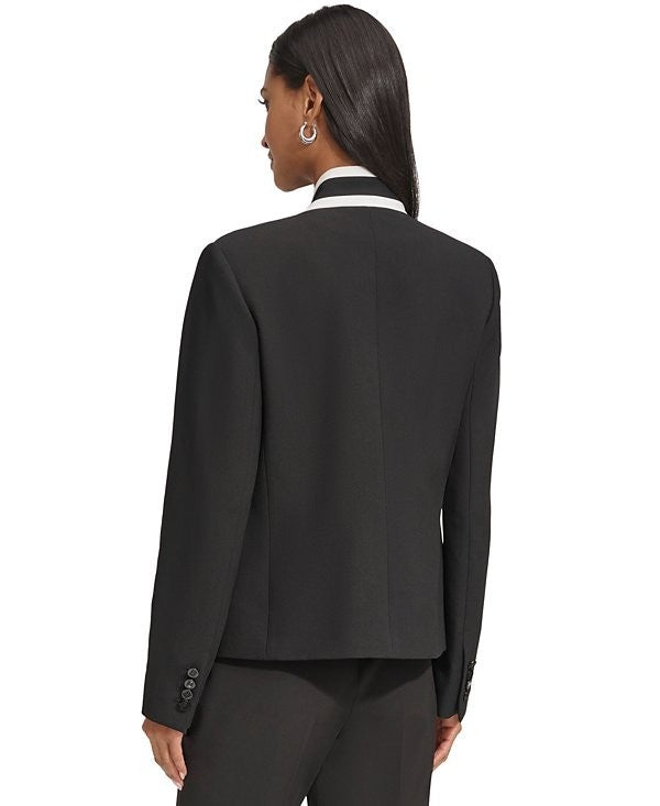 Karl Lagerfeld Women's Reverse Lapel One Button Blazer Black Size 2 MSRP $159