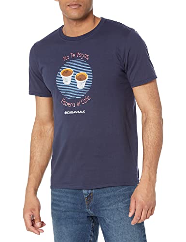 Cubavera Men's Short Sleeve Cotton Cafecito Crew T Shirt, Blues, Size M