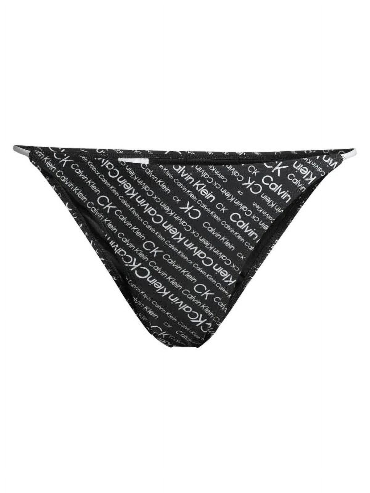 Calvin Klein BLACK Skinny-Strap Logo Bikini Swimwear Bottom, US Size L