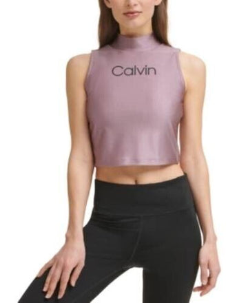 Calvin Klein Performance Women's Logo Crop Top Metalic pink Size L MSRP $50