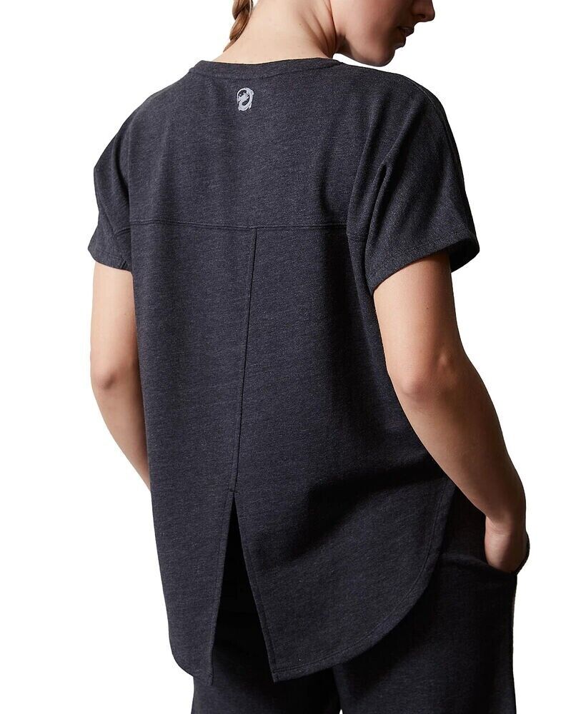 Josie Natori Womens French Terry Split-Back Top charcoal gray Size XS MSRP $52