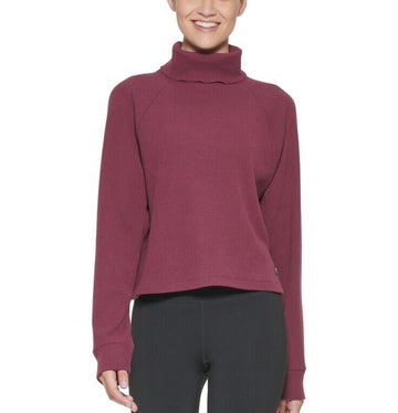 Calvin Klein Womens Performance Ribbed Turtleneck Top purple Size XS MSRP $70