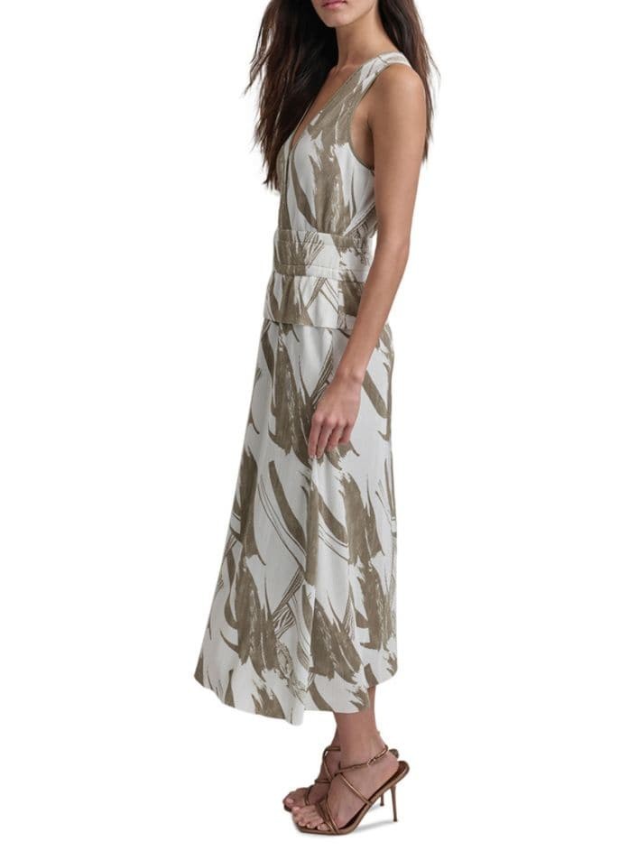 DKNY Printed Rib-Knit Midi-Dress Size XL GREEN NWT $139