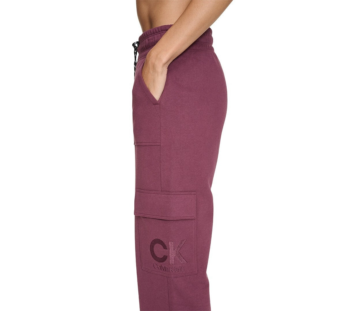 Calvin Klein Women's Embroidered-Logo Cargo Pants PLUM PURPLE Size XXL MSRP $60
