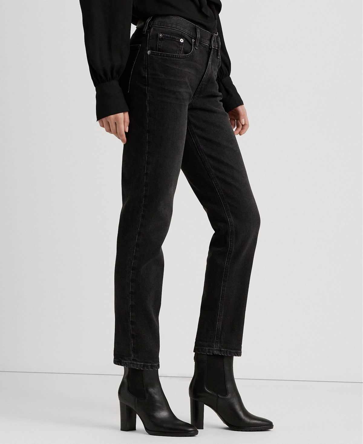 Lauren Ralph Lauren Women's Relaxed Tapered Ankle Jeans Black Size 12 MSRP $125