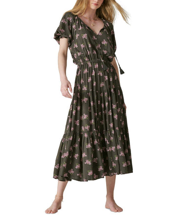 LUCKY BRAND Women's Boho Smocked Waist Maxi Dress Olive Green Size XXL MSRP $119