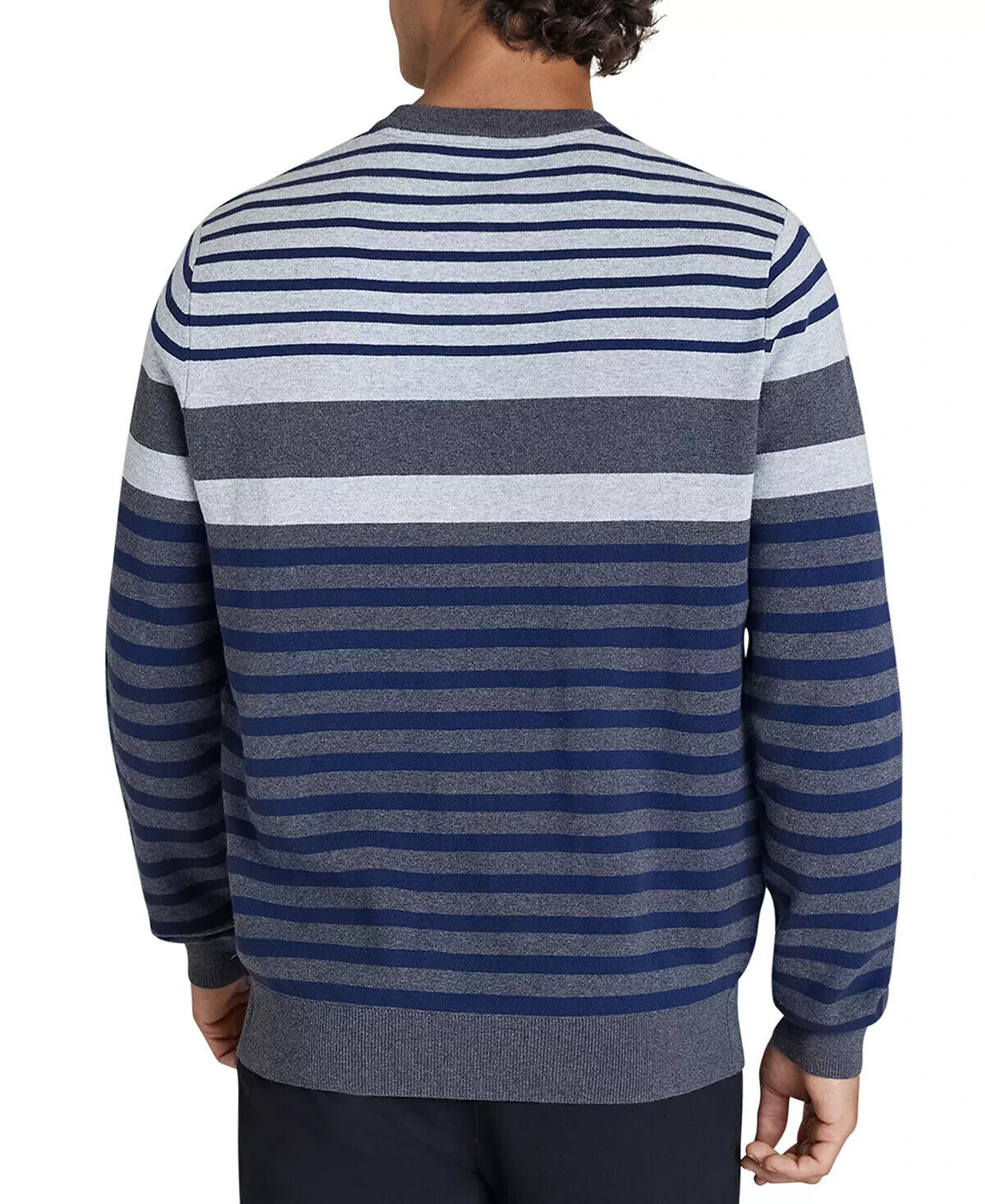 Dkny Men's Stripe Sweater Navy Gray Size XL MSRP $90