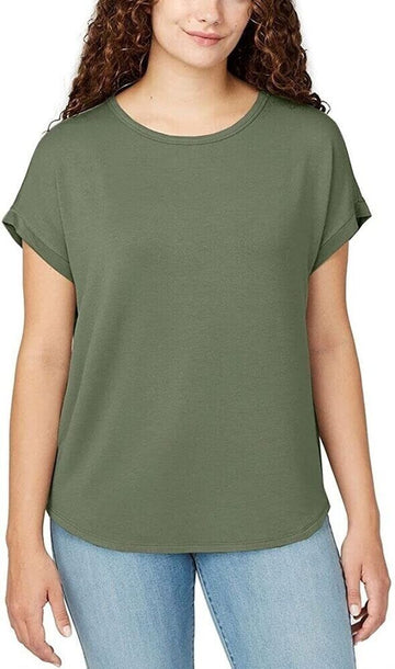 Buffalo David Bitton Womens Crewneck Top Green olive Size XL
