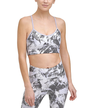 Dkny Sport Women's Printed Strappy Sports Bra Lavender purple SZ XL SALE $45