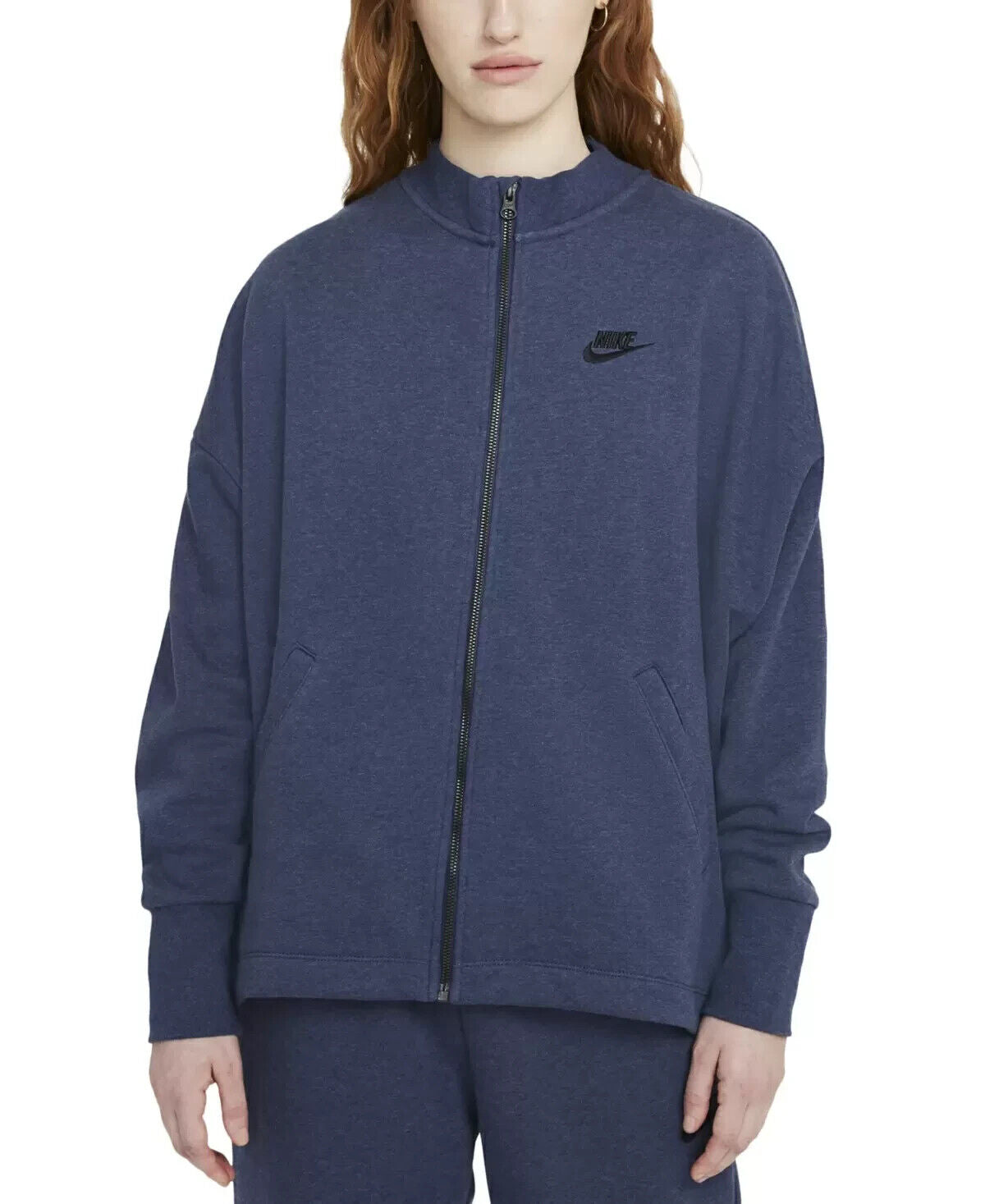 NIKE Women's Essential Fleece Cardigan Size S Navy Blue MSRP $70