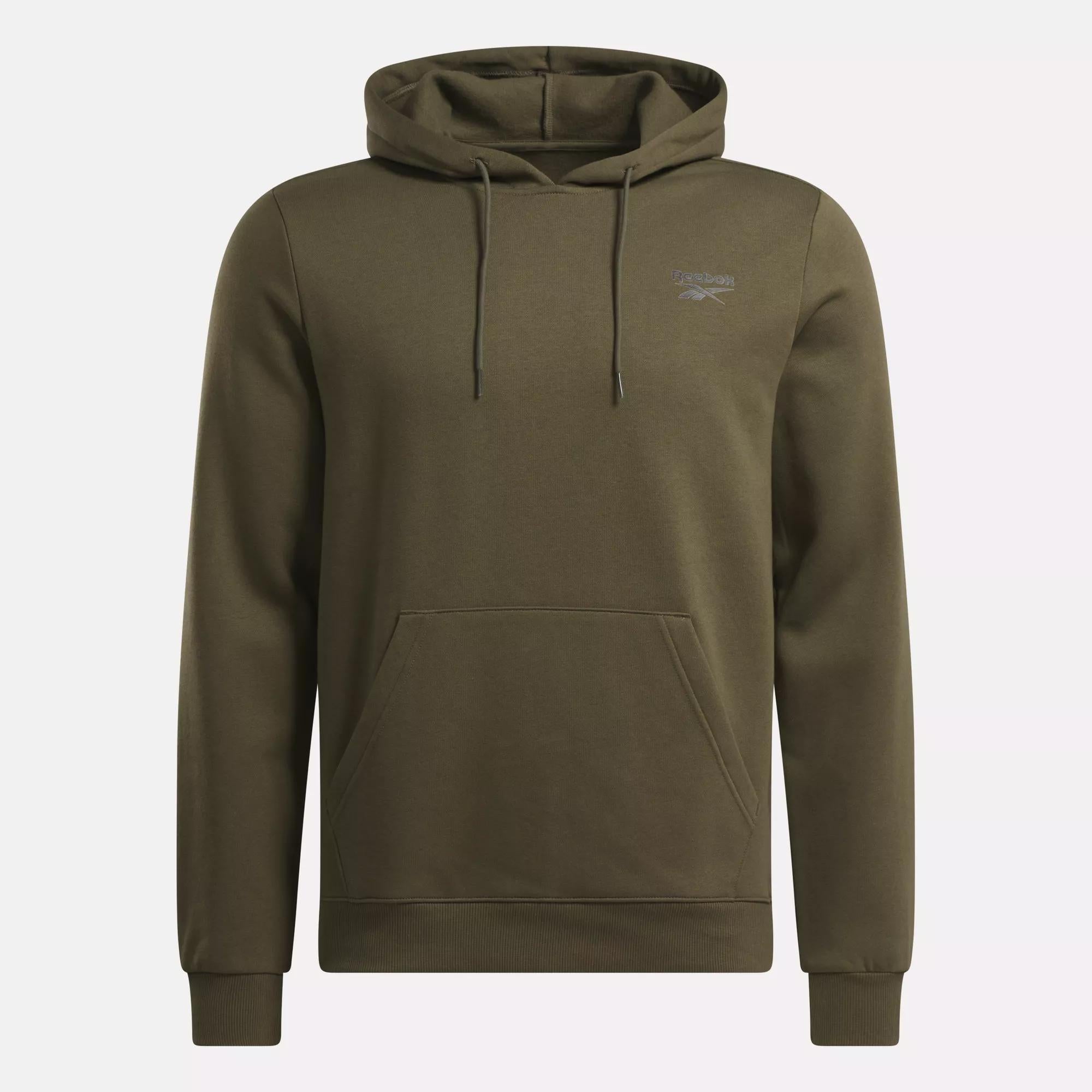 Reebok Identity Fleece Over-the-Head Hoodie Olive Green Size L