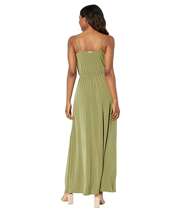 MICHAEL KORS Grommet Faux-Wrap Maxi Dress Olive Green Size M MSRP $140