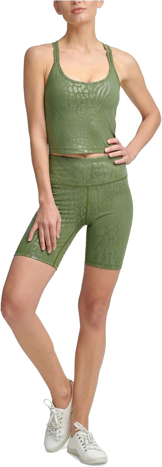 Calvin Klein Performance Printed Strappy-Back Tank Top Green Size M