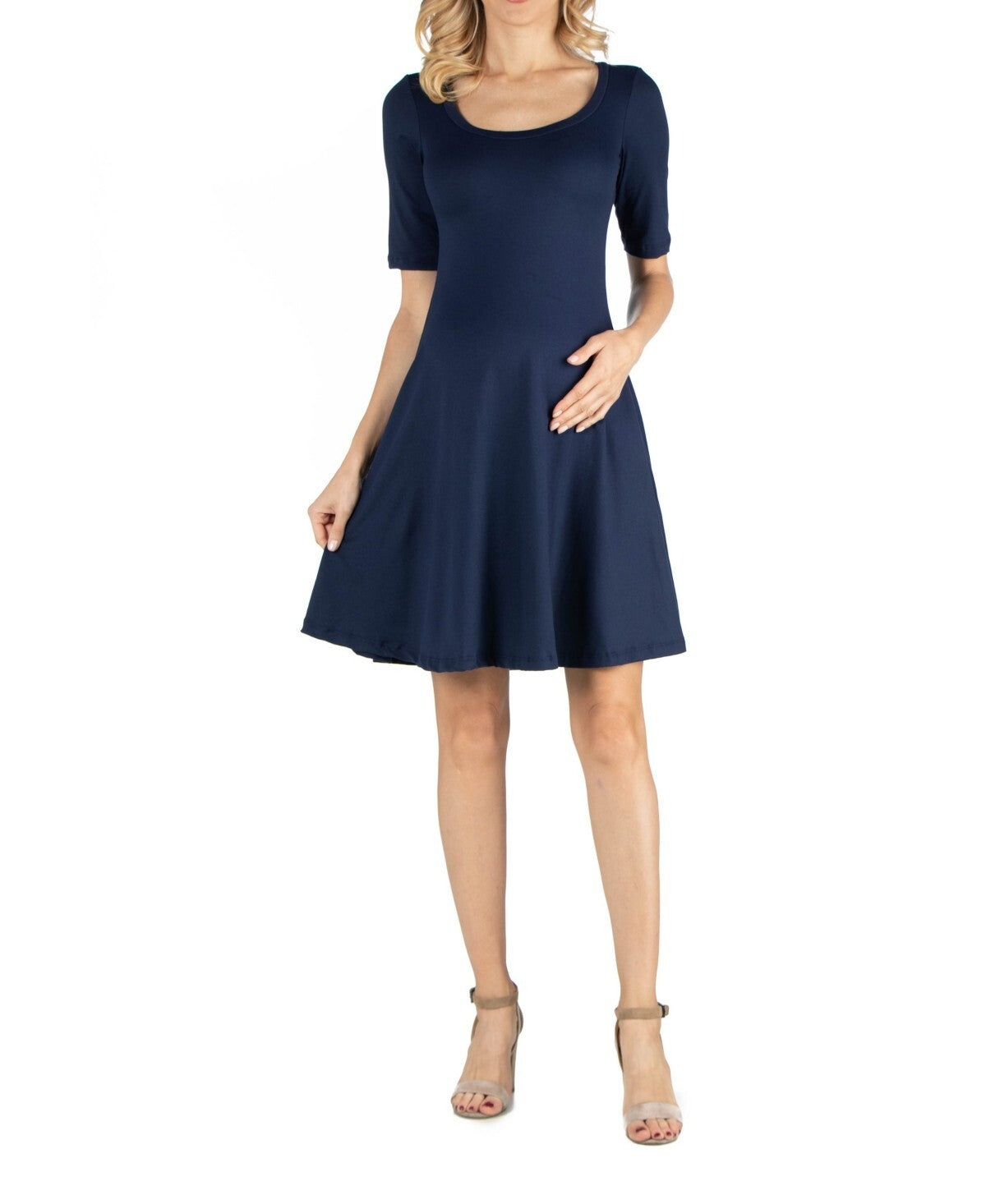 24seven Comfort Apparel Knee Length A Line Maternity Dress NAVY Size XL MSRP $55