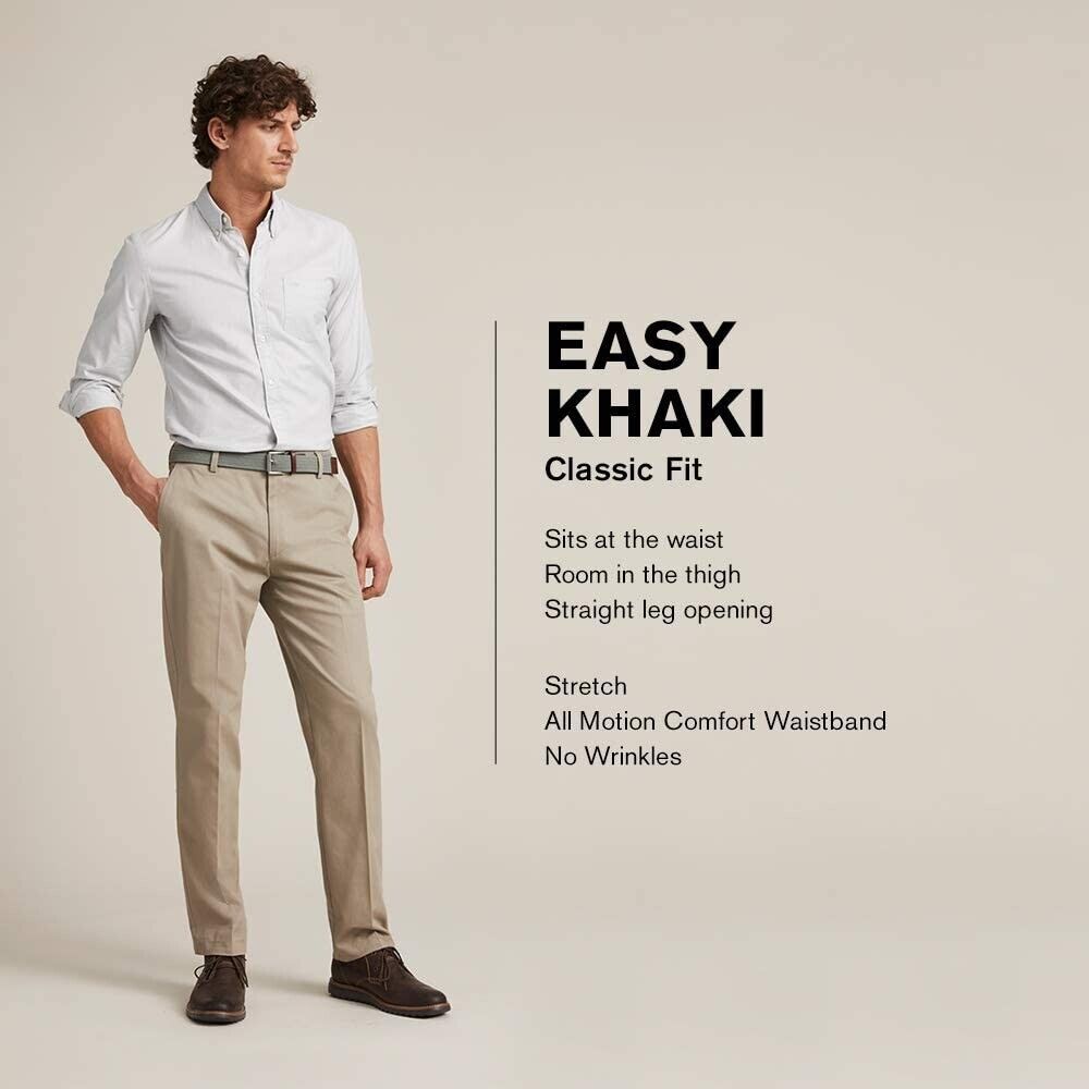 Dockers Men's Easy Classic Fit Khaki Stretch Pants Black Size 32X30 MSRP $50